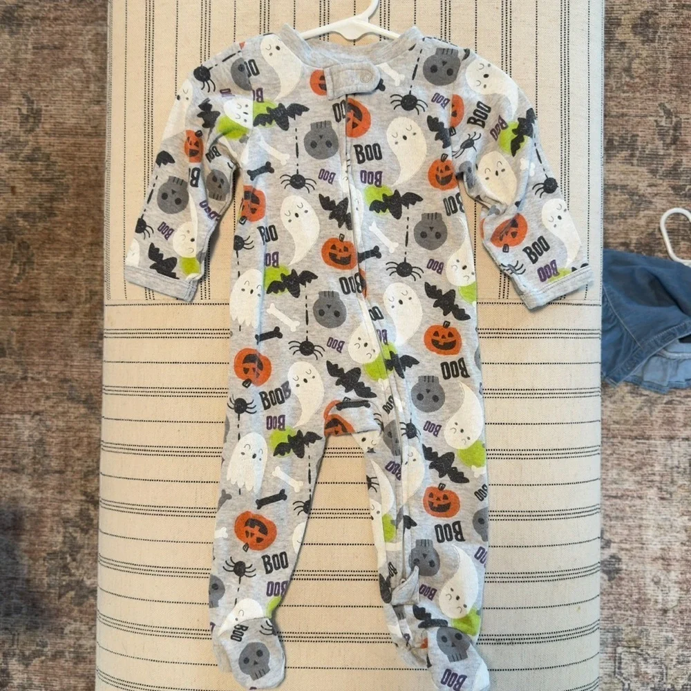Halloween Boo Zip Up Footed Pajama Onesie